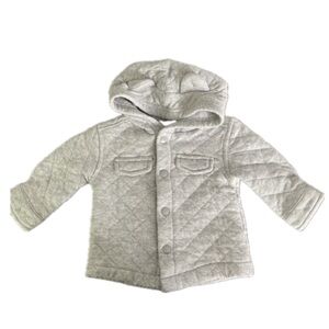 🆕NWOT First Impressions Heather Grey Button up Cotton-knit jacket with hood